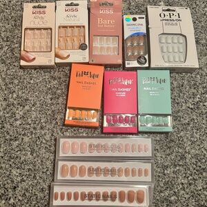 Lot of 11 Boxes Press-On Nails - Assorted Brands - Unused and Unopened